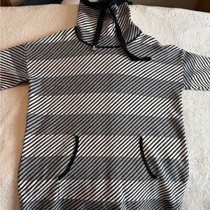 Rachel Zoe Black and White Striped Cowl Neck Sweater size Large Rayon Blend